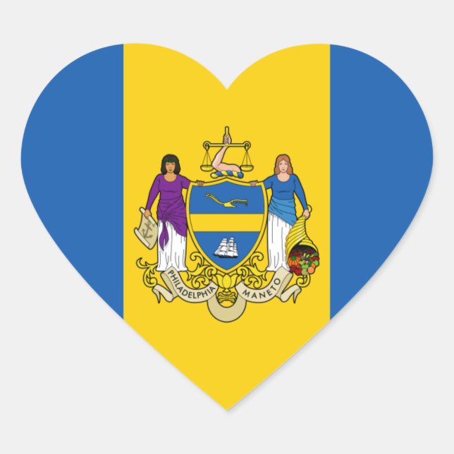 Philadelphia Flagga Hjärtformat Klistermärke (Framsida)