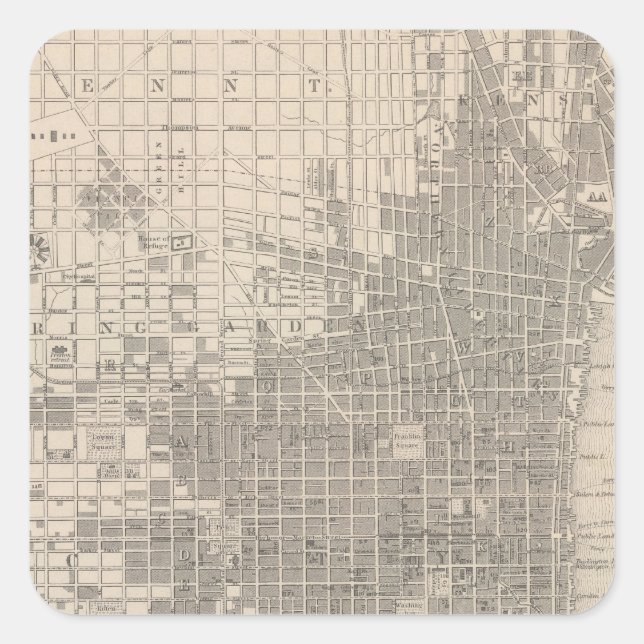 Philadelphia Fyrkantigt Klistermärke (Framsida)