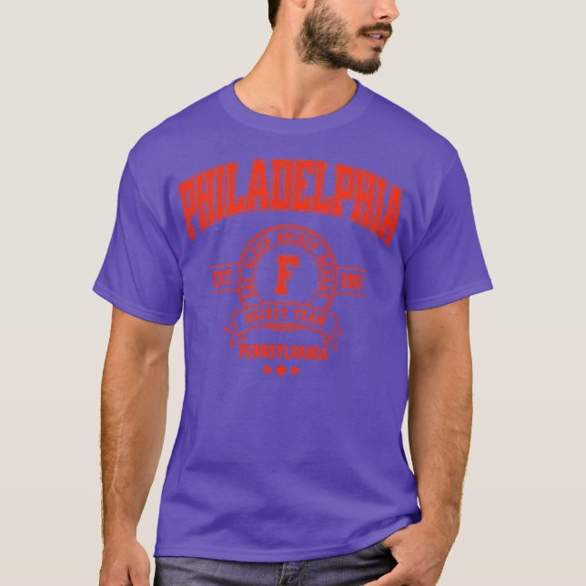 Philadelphia Hockey Team Retro Design T Shirt (Framsida)