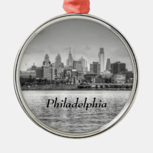 Philadelphia horisont i svartvitt julgransprydnad metall