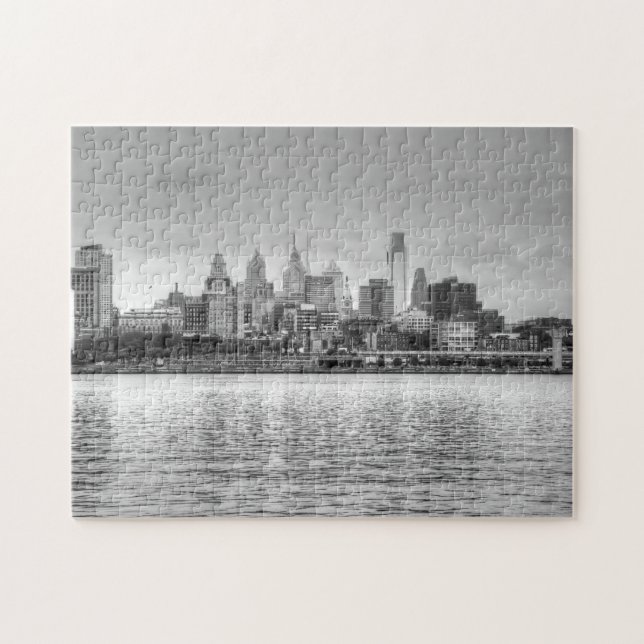 Philadelphia horisont i svartvitt pussel (Horisontell)