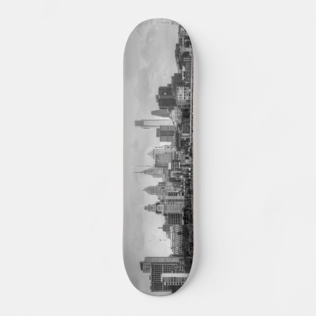 Philadelphia horisont i svartvitt skateboard bräda 20 cm (Framsida)