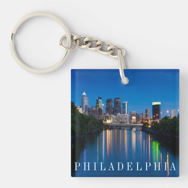 Philadelphia horisont på nattsouvenirnyckelringen (Framsidan)