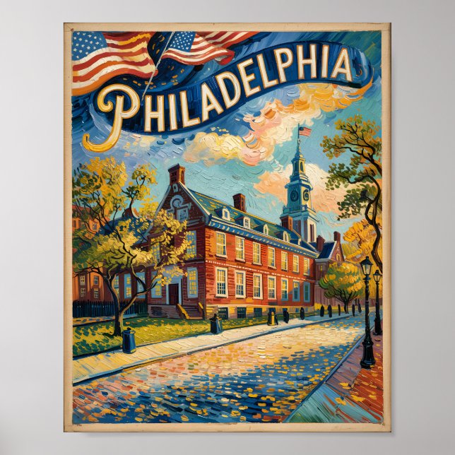 Philadelphia Independence Hall Van Gogh Painting Poster (Framsidan)
