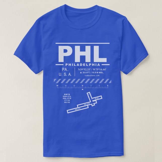Philadelphia Internationell flygplats PHL T Shirt (Design framsida)