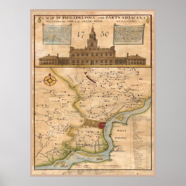 Philadelphia Karta 1750-repliken Poster (Framsidan)