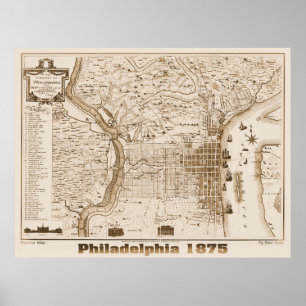 Philadelphia Karta 1875, Replik Poster