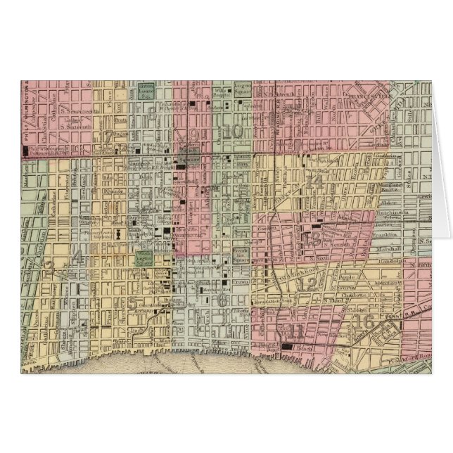 Philadelphia Karta av Mitchell Hälsningskort (Framsidan Horizontal)