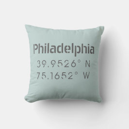 Philadelphia Longitud Latitude Dekorativ kudde