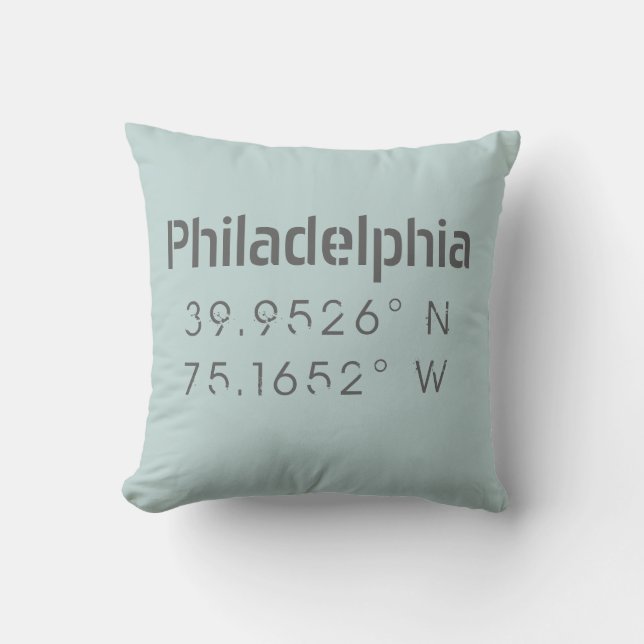 Philadelphia Longitud Latitude Dekorativ kudde (Framsida)