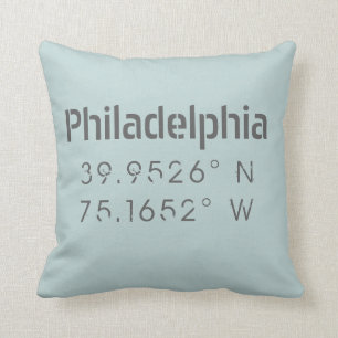 Philadelphia Longitud Latitude Dekorativ kudde