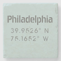 Philadelphia Longitud Latitude Stone Underlägg