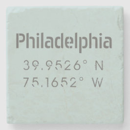 Philadelphia Longitud Latitude Stone Underlägg