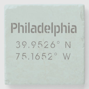 Philadelphia Longitud Latitude Stone Underlägg