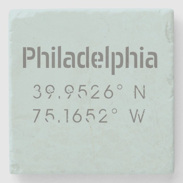 Philadelphia Longitud Latitude Stone Underlägg (Framsidan)