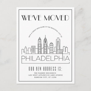 Philadelphia Modern Deco Byte av Adress Meddelande Vykort