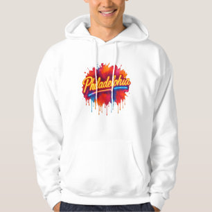 Philadelphia Neon Street Art - Fet färgstark Hoodie