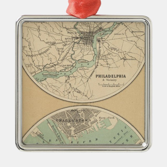 Philadelphia och Boston Julgransprydnad Metall (Framsidan)
