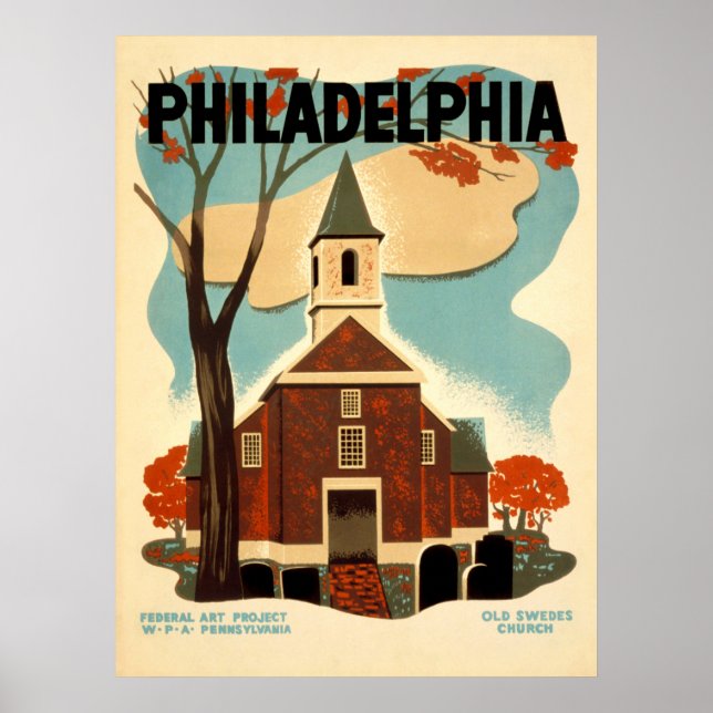 Philadelphia Old Swedes Church - WPA Poster (Framsidan)