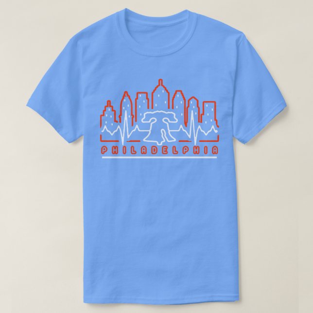 Philadelphia Orange och Black EKG Heartslag Philly T Shirt (Design framsida)