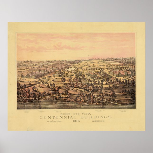 Philadelphia PA 1876 Centennial Bldgs Fairmount Pk Poster (Framsidan)