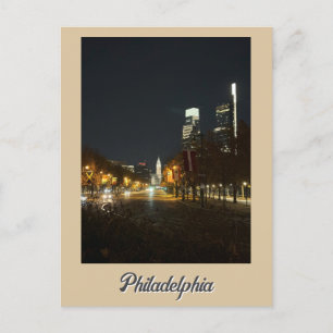 Philadelphia på nattvykort vykort