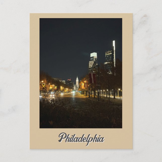 Philadelphia på nattvykort vykort (Framsida)