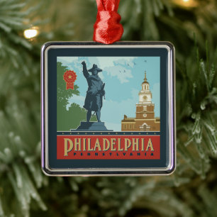 Philadelphia, PA Oberoende Hall Julgransprydnad Metall