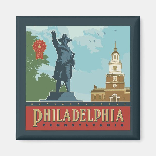 Philadelphia, PA | Oberoende Hall Magnet (Framsidan)