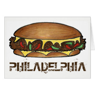 Philadelphia PA Philly Cheese Steak Sandwich Food Hälsningskort
