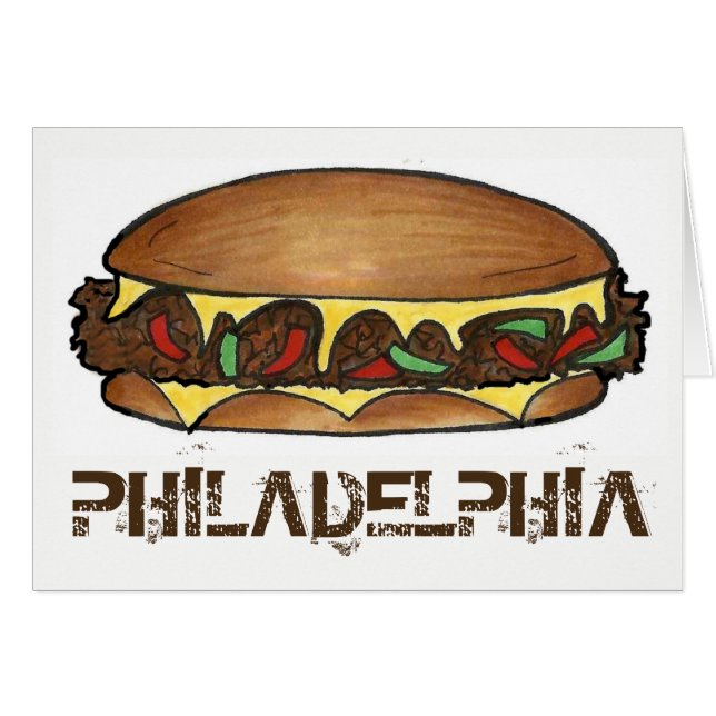 Philadelphia PA Philly Cheese Steak Sandwich Food Hälsningskort (Framsidan Horizontal)