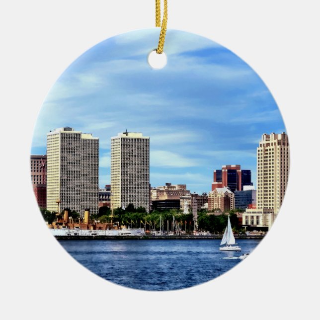 Philadelphia Pa Skyline Julgransprydnad Keramik (Framsidan)