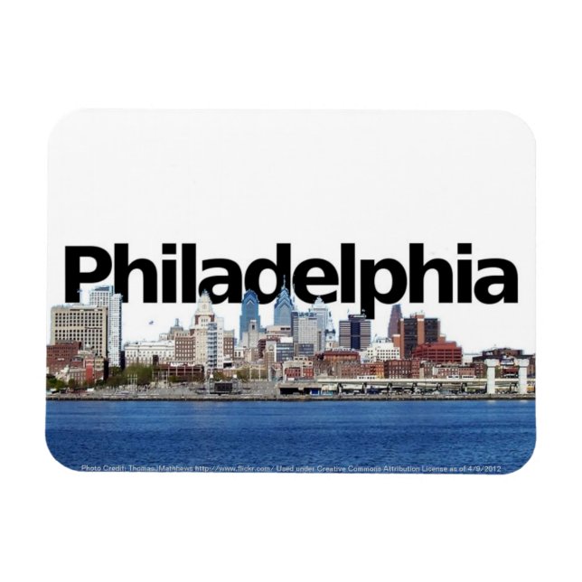 Philadelphia PA Skyline med Philadelphiin Himlar Magnet (Horisontell)
