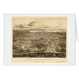 Philadelphia panorama- karta för PA - 1857 Hälsningskort