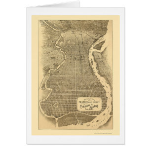 Philadelphia panorama- karta för PA - 1870 Hälsningskort