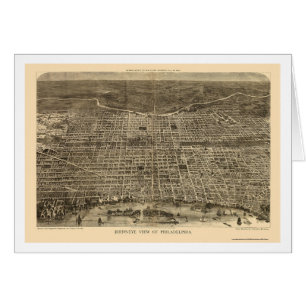 Philadelphia panorama- karta för PA - 1872 Hälsningskort