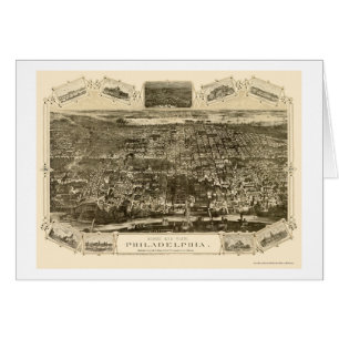 Philadelphia panorama- karta för PA - 1876 Hälsningskort