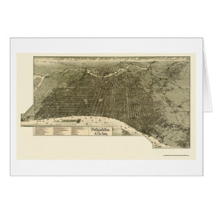 Philadelphia panorama- karta för PA - 1887 Hälsningskort