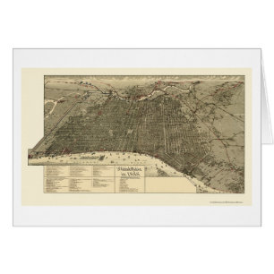 Philadelphia panorama- karta för PA - 1888 Hälsningskort