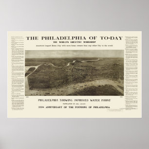 Philadelphia panorama- karta för PA - 1908 Poster