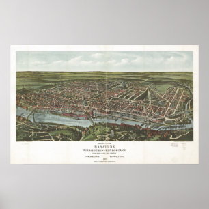 Philadelphia Penn. 1907 antika panorama- karta Poster