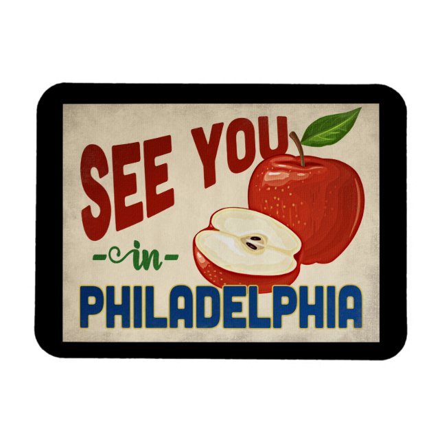 Philadelphia Pennsylvania Apple - Vintage resor Magnet (Horisontell)