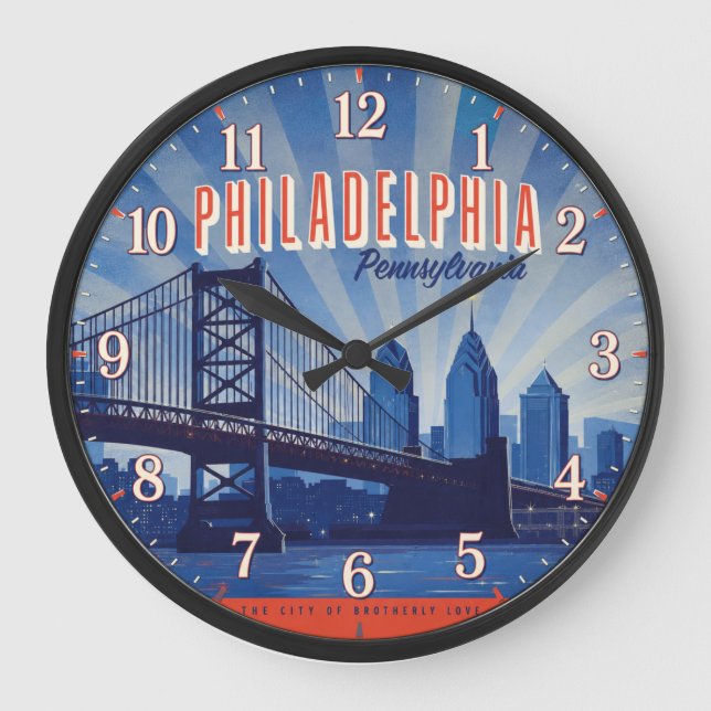 Philadelphia Pennsylvania Bridge Philly Skyline Stor Klocka (Framsida)