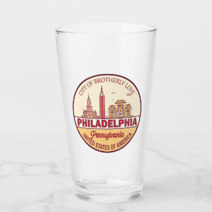 Philadelphia Pennsylvania City Skyline Emblem Glaskopp
