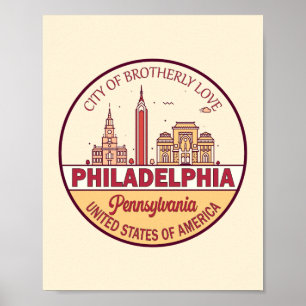 Philadelphia Pennsylvania City Skyline Emblem Poster