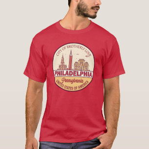 Philadelphia Pennsylvania City Skyline Emblem T Shirt