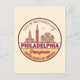 Philadelphia Pennsylvania City Skyline Emblem Vykort