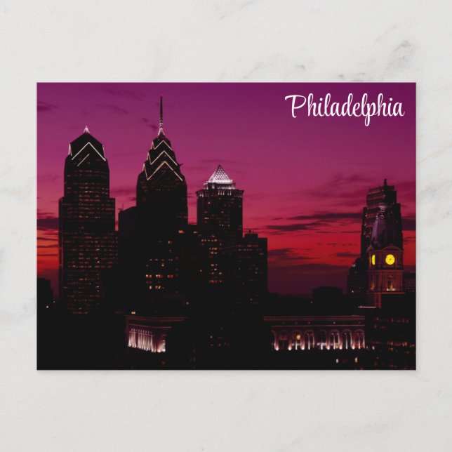 Philadelphia Pennsylvania City Skyline vid Sunset Vykort (Framsida)