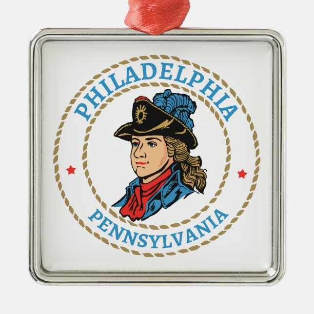 Philadelphia Pennsylvania Colonial Julgransprydnad Metall (Framsidan)