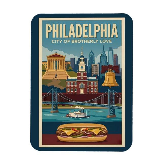 Philadelphia Pennsylvania Culture Illustration Art Magnet (Vertikal)